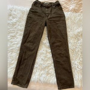 Abercrombie 90s high rise jean in chocolate brown